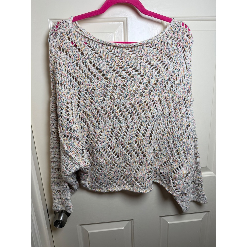 Free People Leilani Pullover Sweater Multicolor Confetti Open Knit Pointelle S
